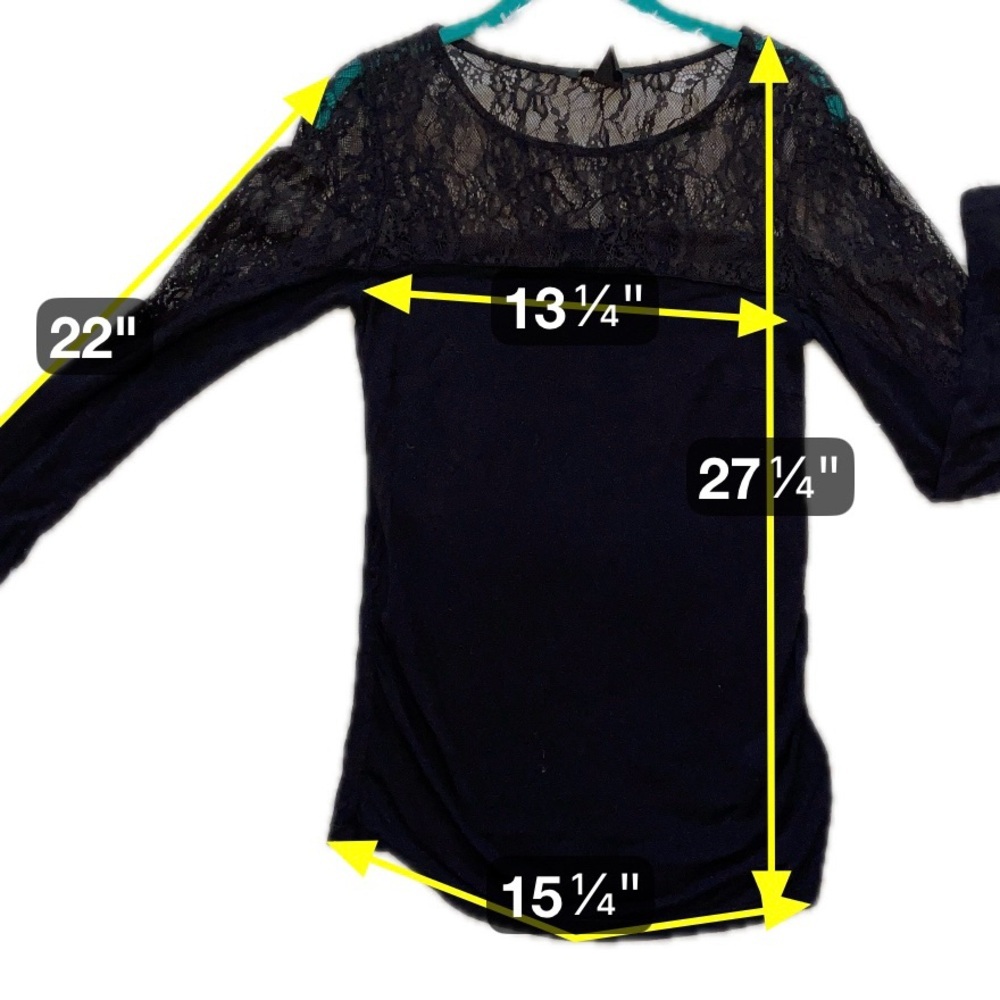H&M Women’s Black Lace Long Sleeve Top Romantic Blouse Goth Chic Classic Medium - Picture 7 of 8